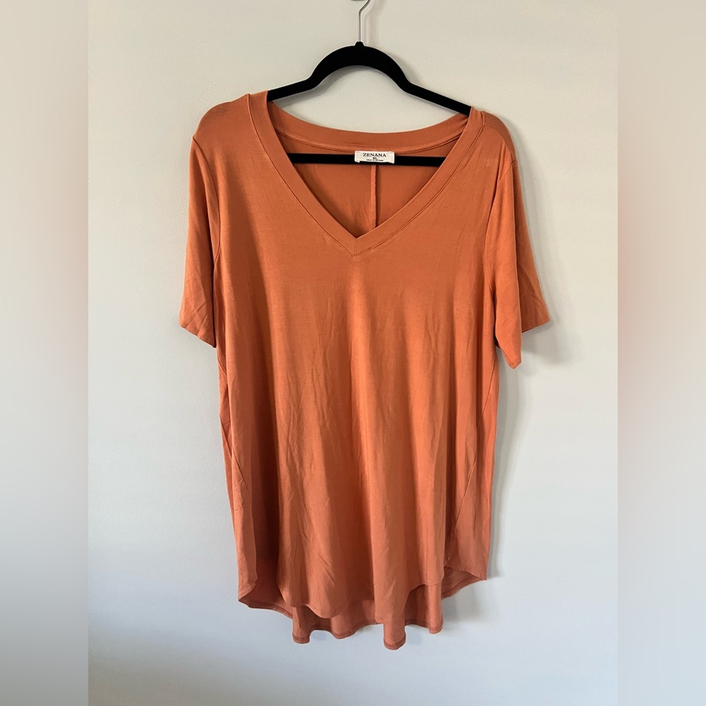 Zenana Outfitters Terracotta V-Neck Tee
